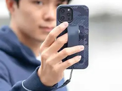 Стильный чехол для iPhone 12 - 12 Pro Uniq Heldro с камуфляжным дизайном синего цвета
