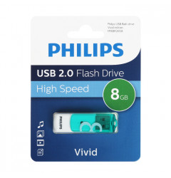 Флешка Philips Vivid USB 2.0 (8 Гб), белая с зелёным