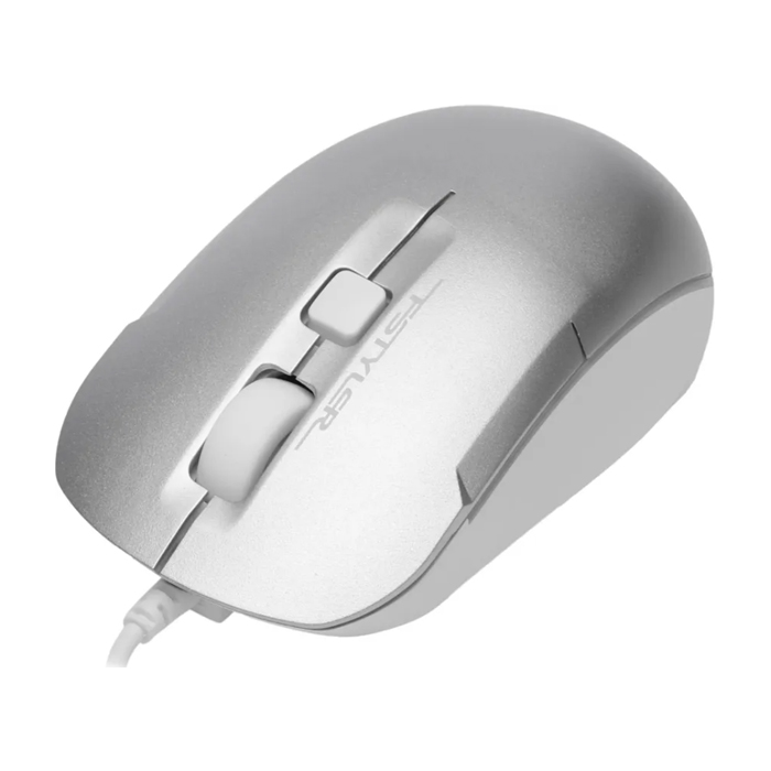 Мышь проводная A4TECH Fstyler FM26S USB оптическая (1600dpi), серебристая с белым