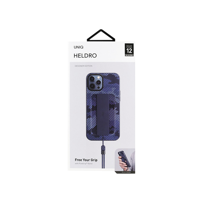 Чехол Uniq Heldro + Band DE Anti-microbial для iPhone 12/12 Pro, синий