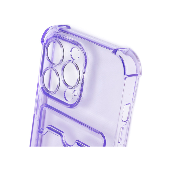 Чехол Card Case для iPhone 13 Pro, прозрачно фиолетовый