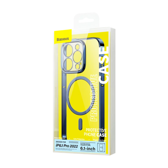 Чехол Baseus Glitter Series Magnetic для iPhone 14 Pro, прозрачный с синим