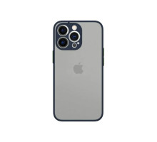 Чехол матовый с защитой камеры для iPhone 14 Pro, синий