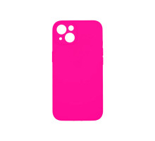 Силиконовый чехол Silicone Case с защитой камеры для iPhone 14, ярко розовый