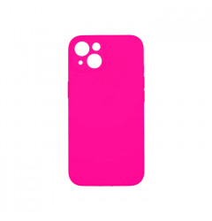 Силиконовый чехол Silicone Case с защитой камеры для iPhone 14, ярко розовый