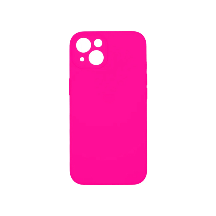 Силиконовый чехол Silicone Case с защитой камеры для iPhone 14, ярко розовый