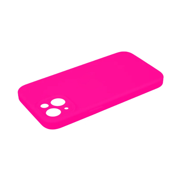 Силиконовый чехол Silicone Case с защитой камеры для iPhone 14, ярко розовый