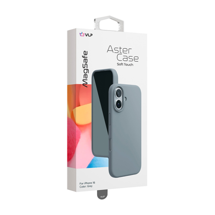 Чехол VLP Aster Case (Magsafe) для iPhone 16, силиконовый, серый