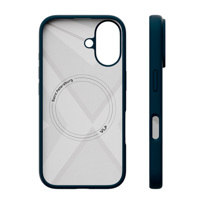 Чехол VLP Aster Case (Magsafe) для iPhone 16, силиконовый, тёмно синий