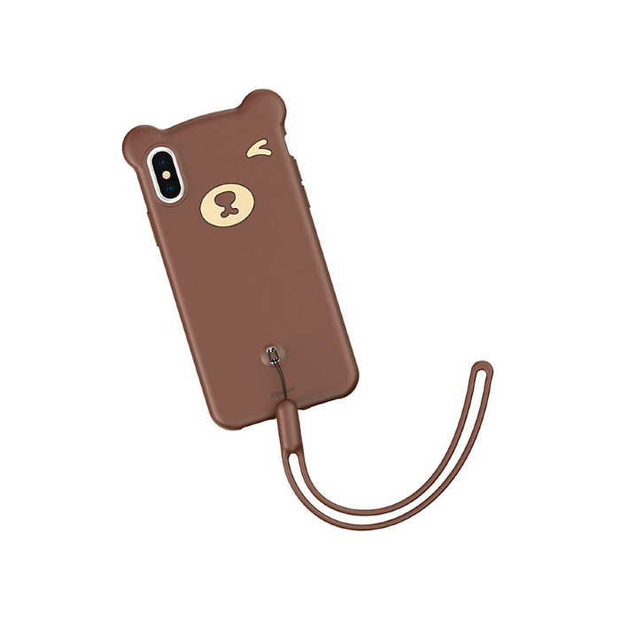 Чехол Baseus Bear Silicone Case для iPhone X/XS, коричневый