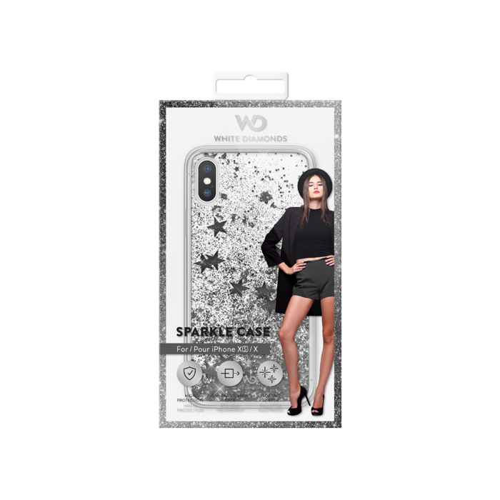 Чехол White Diamonds Sparkle для iPhone X/XS, чёрные звезды