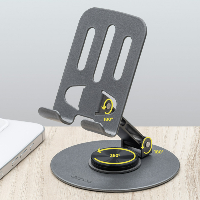 Держатель-подставка Deppa Phone Stand складной, (меттал) серый