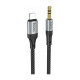 Аудио переходник HOCO UPA26 Jack 3.5 - Lightning, плетёный, чёрный