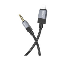 Аудио переходник HOCO UPA32A Jack 3.5 - Lightning, плетёный, чёрный
