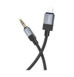 Аудио переходник HOCO UPA32A Jack 3.5 - Lightning, плетёный, чёрный