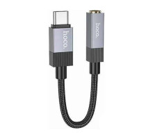 Аудио переходник HOCO UPA32C Jack 3.5 - Type-C (15 см), плетёный, чёрный