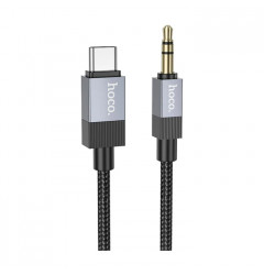 Аудио переходник HOCO UPA32B Jack 3.5 - Type-C, плетёный, чёрный