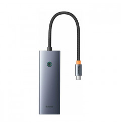 Хаб разветвитель Baseus Ultra Joy Series Type-C на 4 USB-A 3.0 + Type-C 5 В, серый космос