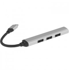 Хаб разветвитель HOCO HB26 Type-C на 1 USB-A 3.0/3 USB-A 2.0, серебро