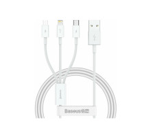 Кабель Baseus Superior 3 в 1 USB Lightning - Type-C - micro-USB (1m) 3.5A, белый