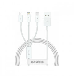 Кабель Baseus Superior 3 в 1 USB Lightning - Type-C - micro-USB (1m) 3.5A, белый