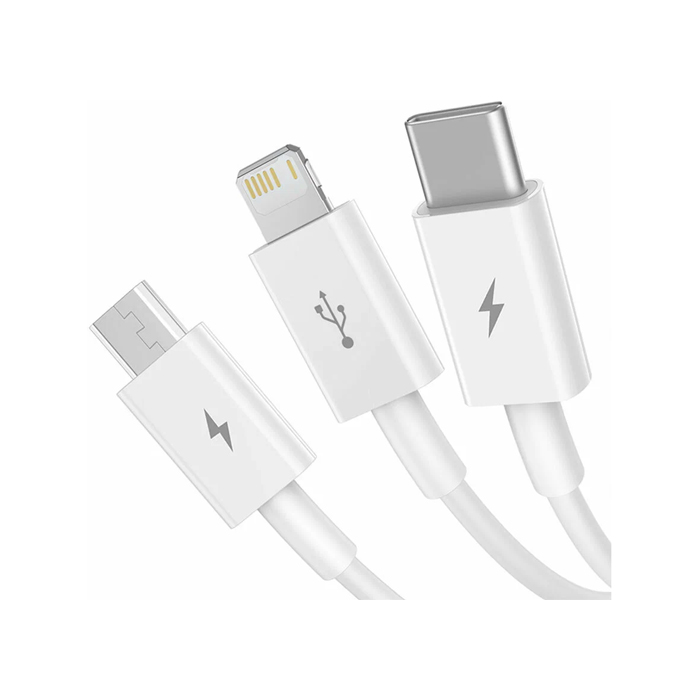 Кабель Baseus Superior 3 в 1 USB Lightning - Type-C - micro-USB (1m) 3.5A, белый