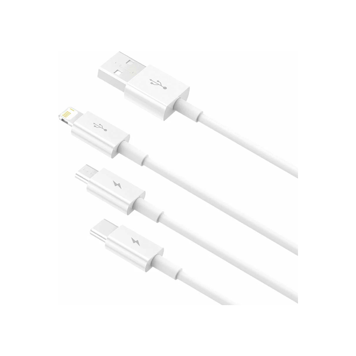 Кабель Baseus Superior 3 в 1 USB Lightning - Type-C - micro-USB (1m) 3.5A, белый