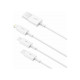 Кабель Baseus Superior 3 в 1 USB Lightning - Type-C - micro-USB (1m) 3.5A, белый