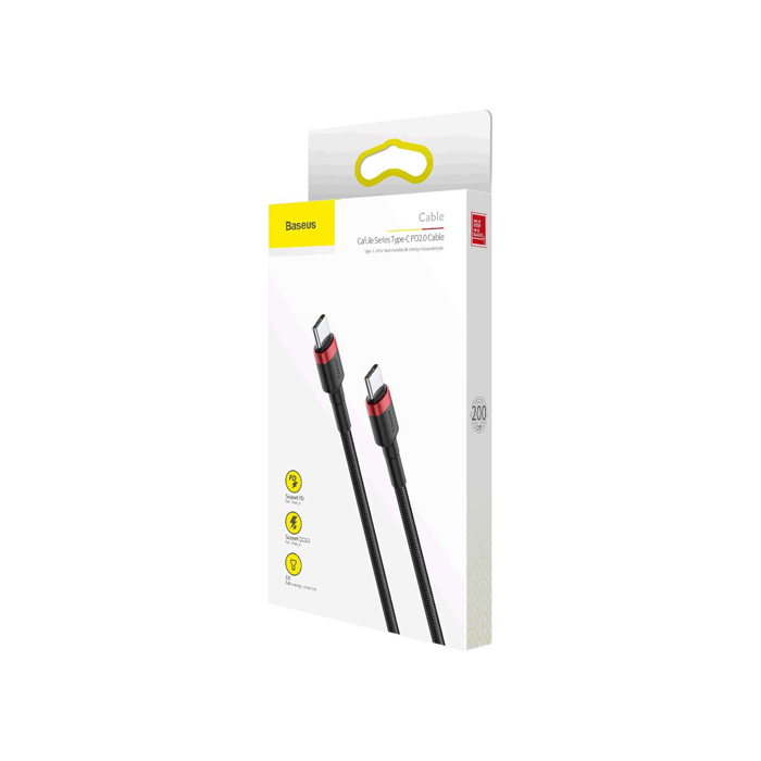 Кабель Baseus Cafule Cable Type-C - Type-C 60W (2m), красно-чёрный