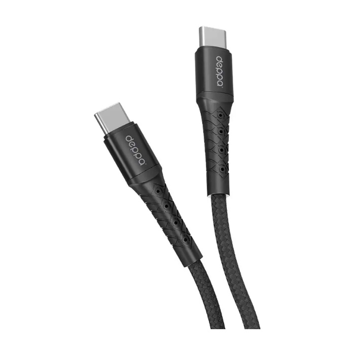 Кабель Deppa Armor Cable Type-C - Type-C 2.4A (1m), нейлон, чёрный