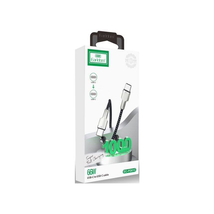 Кабель Earldom EC-PD01 PD3.0 Type-C - Type-C 66W (1m), чёрный