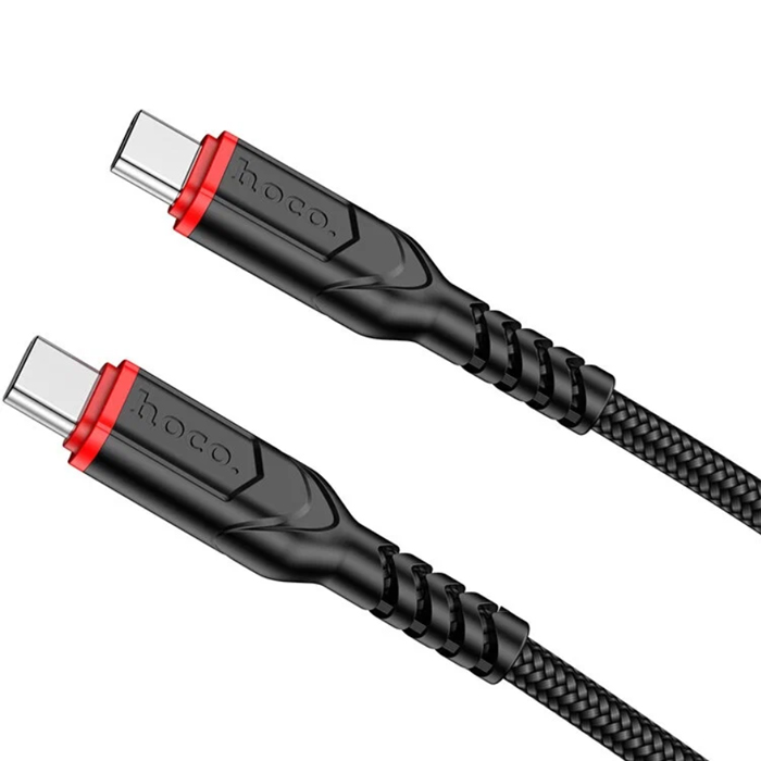 Кабель HOCO X59 Type-C - Type-C 3А - 60W (1m), плетёный, чёрный