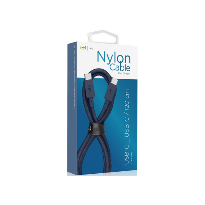 Кабель VLP Nylon Cable Fast Charger Type-C - Type-C (120 сm), синий