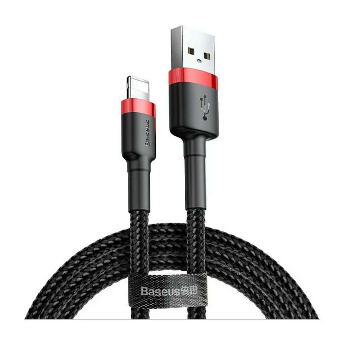 Кабель Baseus Cafule Series USB Lightning (1m), чёрный с красной вставкой