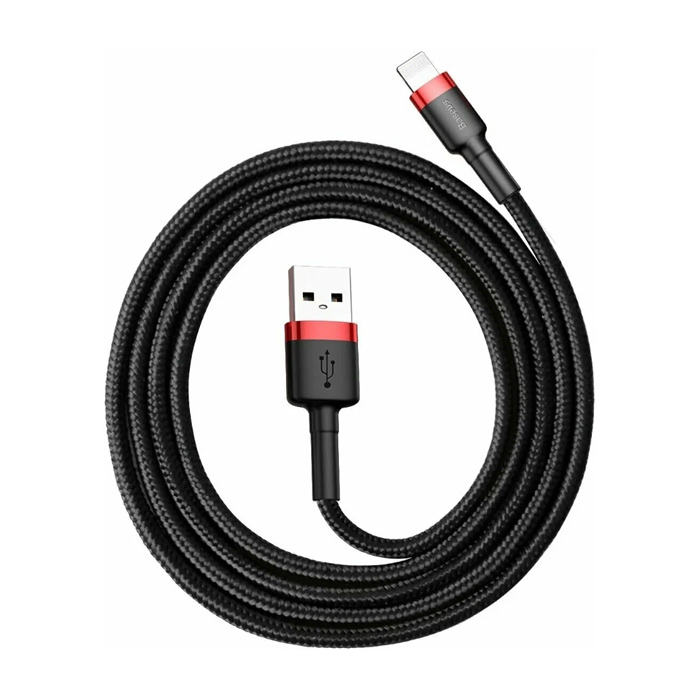 Кабель Baseus Cafule Series USB Lightning (1m), чёрный с красной вставкой