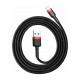 Кабель Baseus Cafule Series USB Lightning (1m), чёрный с красной вставкой