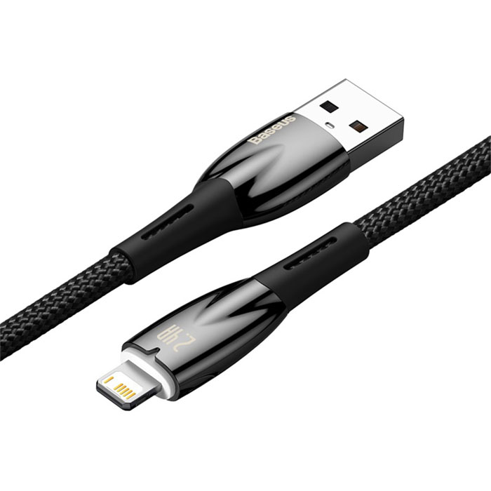 Кабель Baseus Glimmer Series USB Lightning (1m), плетёный, чёрный