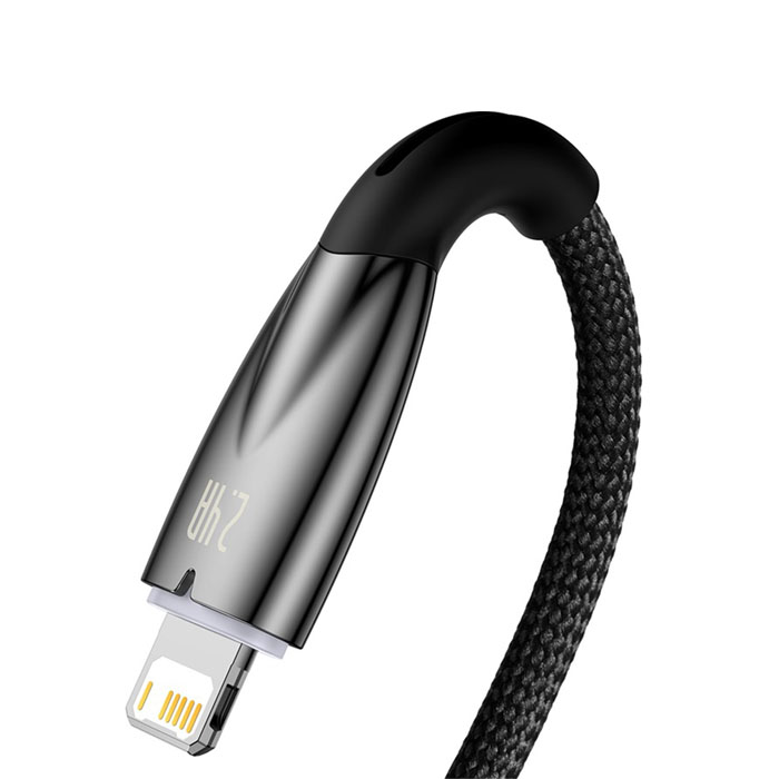Кабель Baseus Glimmer Series USB Lightning (1m), плетёный, чёрный