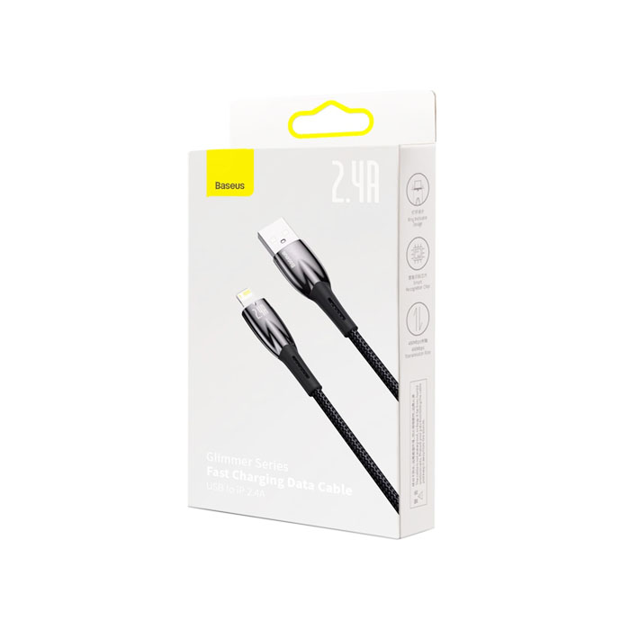 Кабель Baseus Glimmer Series USB Lightning (1m), плетёный, чёрный