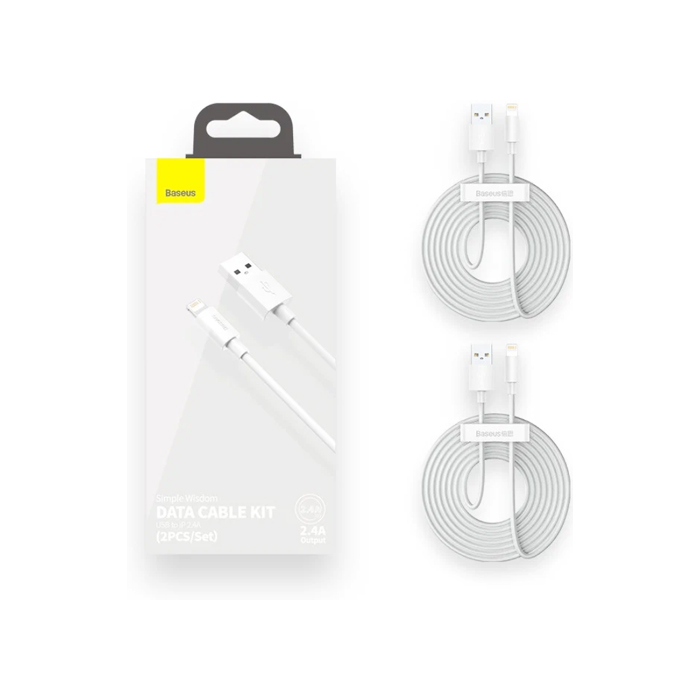 Комплект кабелей Baseus Data Cable Kit (2PCS/Set) USB Lightning (1.5m), белый