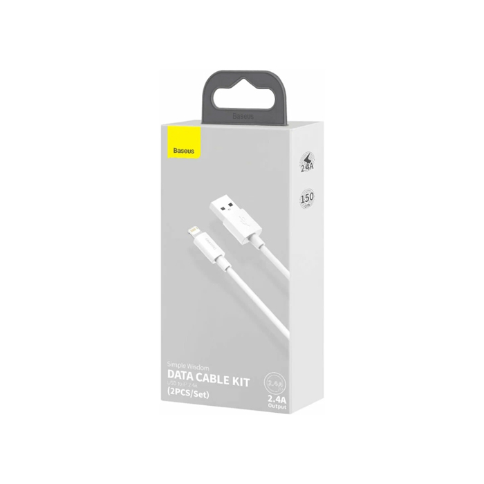 Комплект кабелей Baseus Data Cable Kit (2PCS/Set) USB Lightning (1.5m), белый