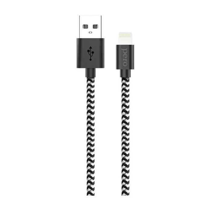 Кабель Pero DC04 USB Lightning 2.4A (1 метр), нейлон, серебристый