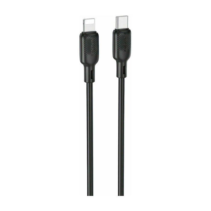 Кабель Borofone BX113 Lenny Type-C - Lightning 27 Вт (2 метра), силикон, чёрный
