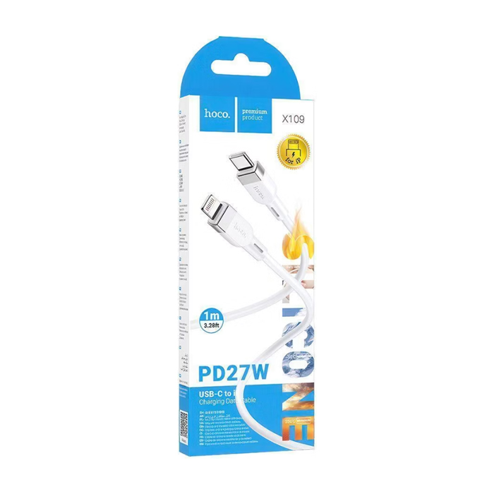Кабель HOCO X109 Energy Type-C - Lightning 27W (1 метр), силиконовый, белый