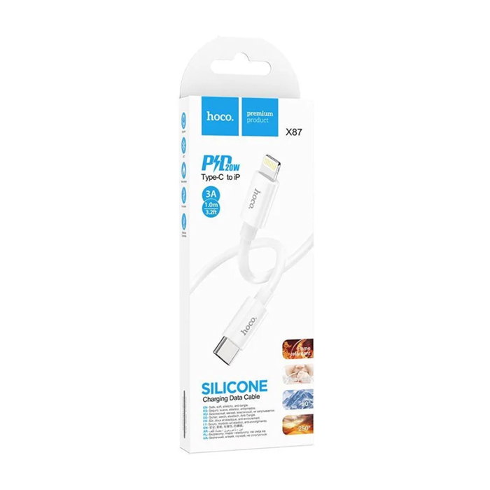 Кабель HOCO X87 Magic Silicone Type-C - Lightning 20W (1m), белый