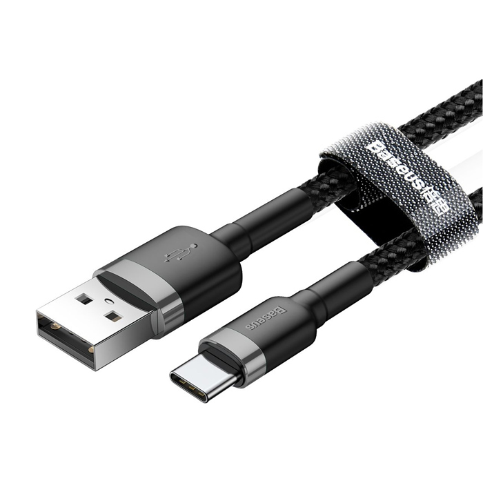 Кабель Baseus Cafule Cable USB Type-C (1m), чёрный с серым