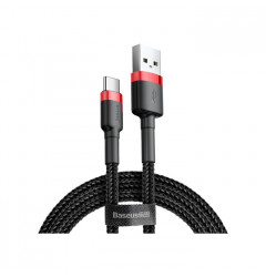 Кабель Baseus Cafule Series USB Type-C 3A (1m), чёрный с красной вставкой