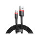 Кабель Baseus Cafule Series USB Type-C 3A (1m), чёрный с красной вставкой