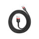 Кабель Baseus Cafule Series USB Type-C 3A (1m), чёрный с красной вставкой