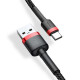 Кабель Baseus Cafule Series USB Type-C 3A (1m), чёрный с красной вставкой